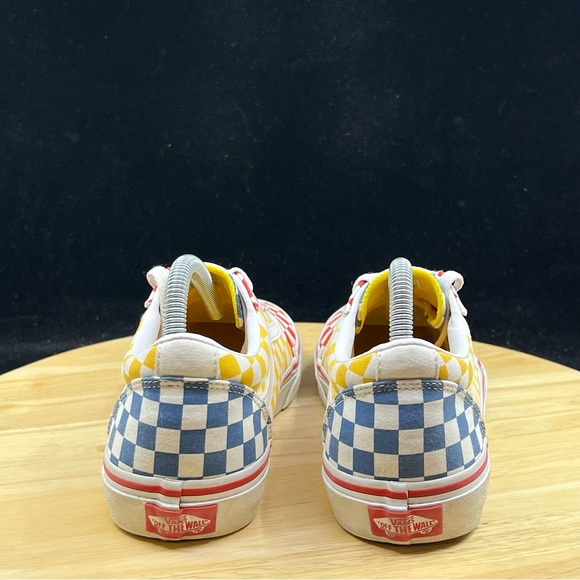 Vans Old Skool Red/ Blue/ Yellow Checkerboard Sz 6Y/Women’s Size 7.5 Skate Shoes - Picture 7 of 10